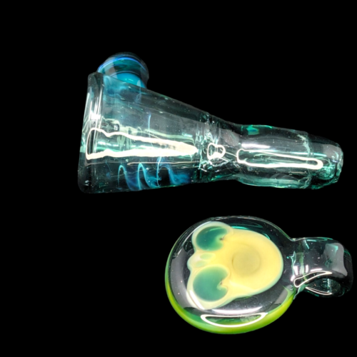 Skuzz Glass 14mm Green Slide / Skull Pendant